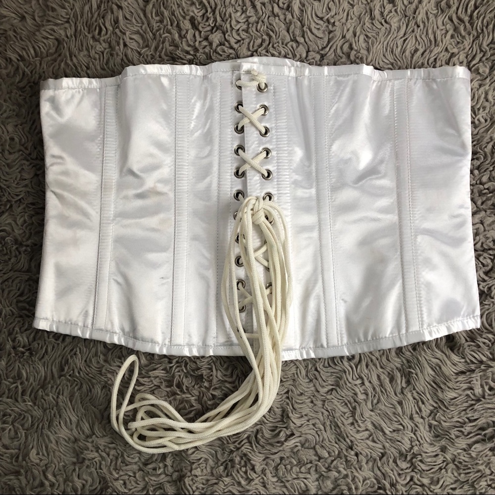White Satin Lace-Up Corset